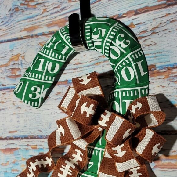 Football Candy Cane Wreath Winter Christmas Wreath - Picture 4 of 9
